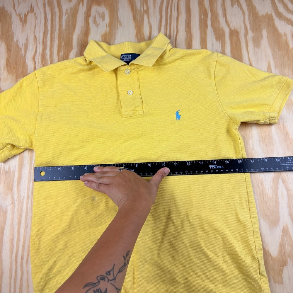 Polo Ralph Lauren Kids Yellow Short Sleeve Pique Polo Shirt Size L 14-16 - Picture 5 of 5